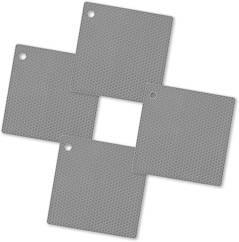 Alfombrillas de silicona para ollas y sartenes calientes resistentes al calor, para mesas, encimeras, reposarcucharas y posavasos grandes, 4
