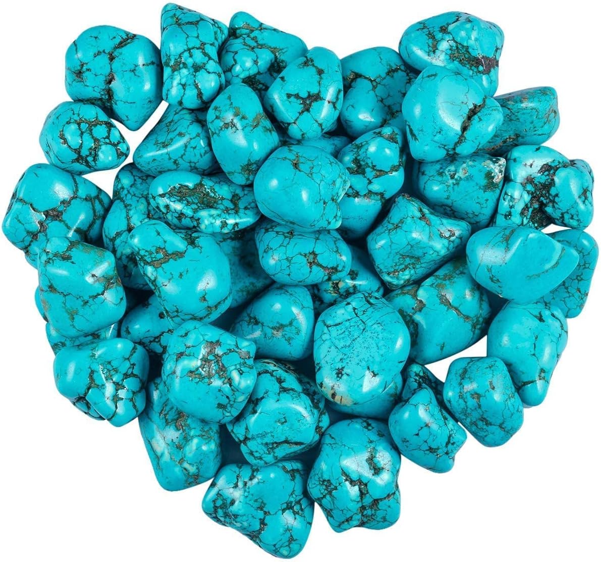 Rockcloud Howlite Turquoise Irregular Crystal Stone Set, Tumbled Stone for Home Office Decor, Pack of 2