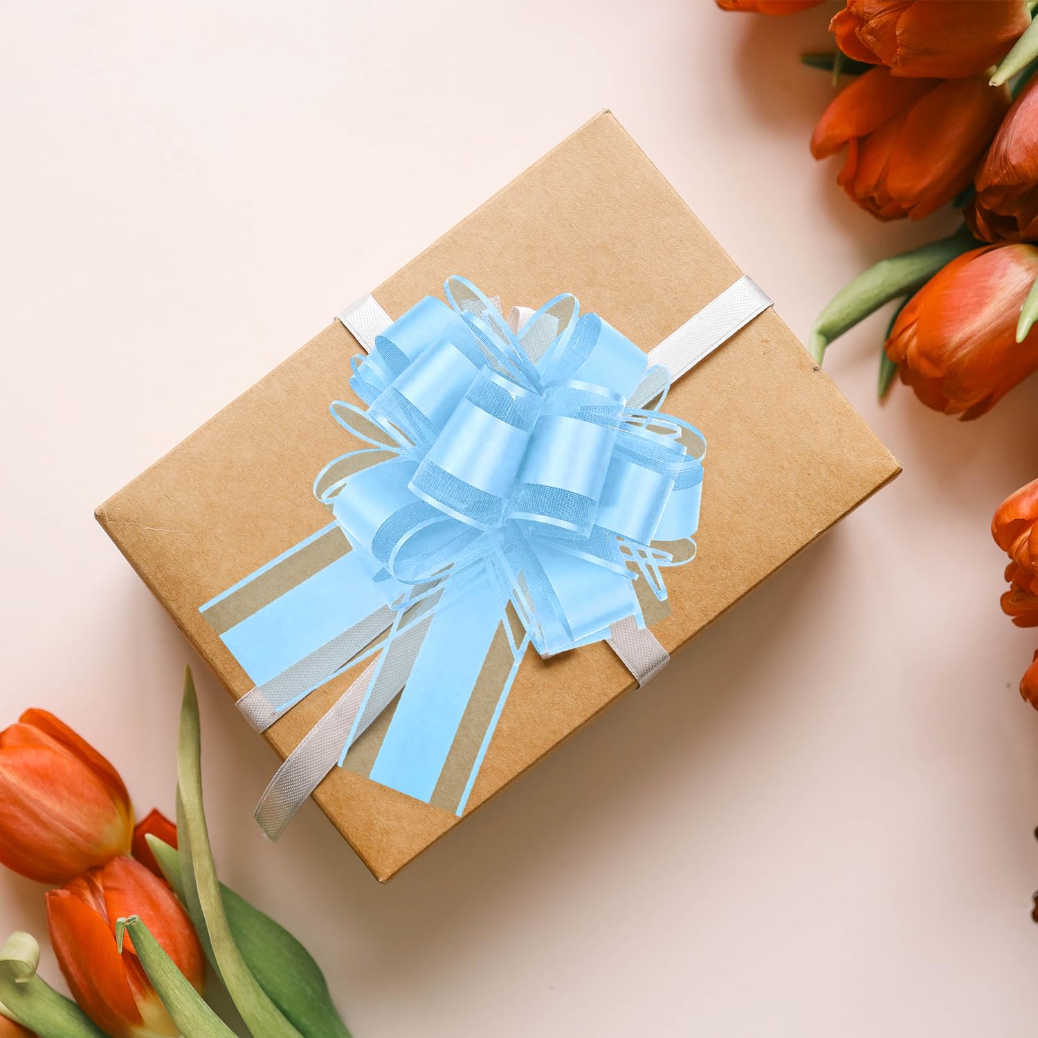 Cinta Azul 15 cm para Coche de Boda, Lazos Grandes para Envolver Regalos y Decoración