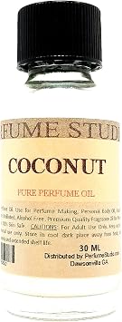 Coconut Perfume Oil for Perfume Making, Personal Body Oil, Soap, Candle Making & Incense; Splash-On Clear Glass Bottle. Premium Quality Undiluted & Alcohol Free 1oz, Coconut Fragrance Oil