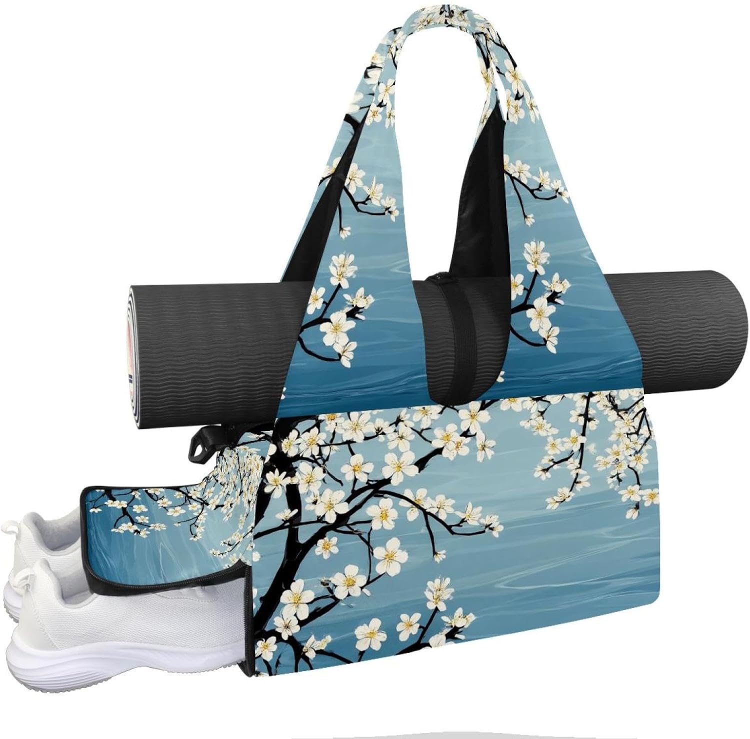 Yoga Mat Bag, Gym Workout Bag with Shoe Compartment, Sea Turtle Corals Pilates Bag for Women, Quick Access Storage Yoga Tote Bag for Sports Travel Office