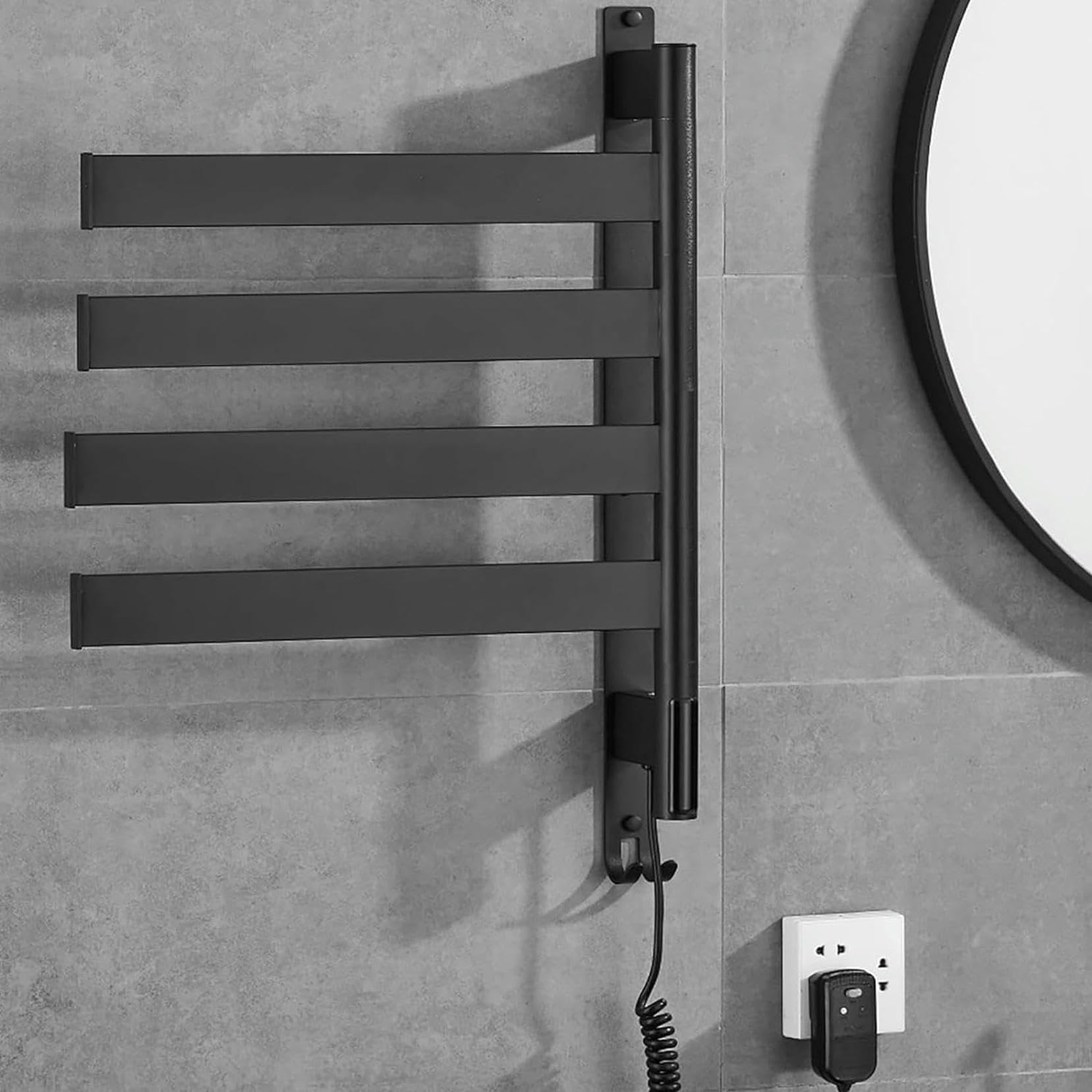 Soporte de toalla de calefacción eléctrica de pared con panel LED giratorio