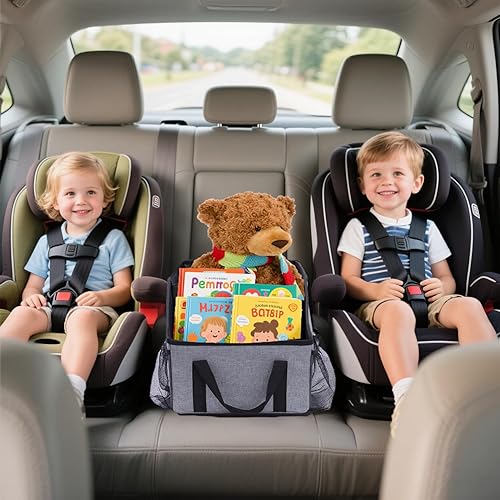 Miniatura 5 de Smof Organizador de asiento de automóvil, organizador de asiento delantero y trasero para niños, almacenamiento plegable para asiento trasero con