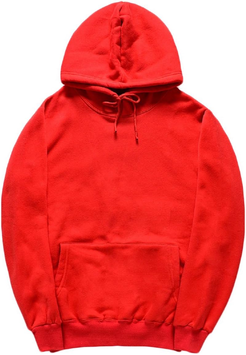 CORIRESHA Simple Style Soft Cotton Plain Color Hoodie Long Sleeve Drawstring Hooded Sweatshirt