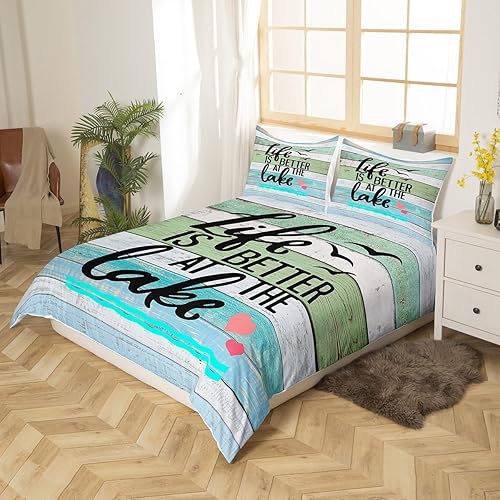 Miniatura 8 de Juego de ropa de cama con diseño de paleta de lago, funda de edredón para adultos y mujeres, estilo granja, decoración de casa de lago para el