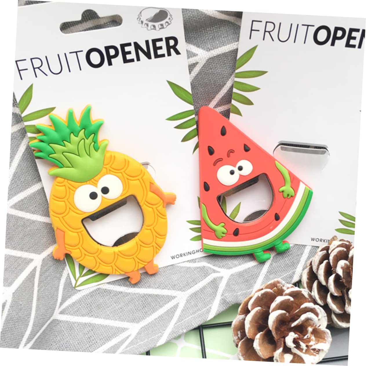 1pièce Autocollant Magnétique Frigo Forme De Ananas avec Ouvre-Bouteille Intégré Décoration Créative pour Cuisine Et Bureau Souvenir De Hawaii