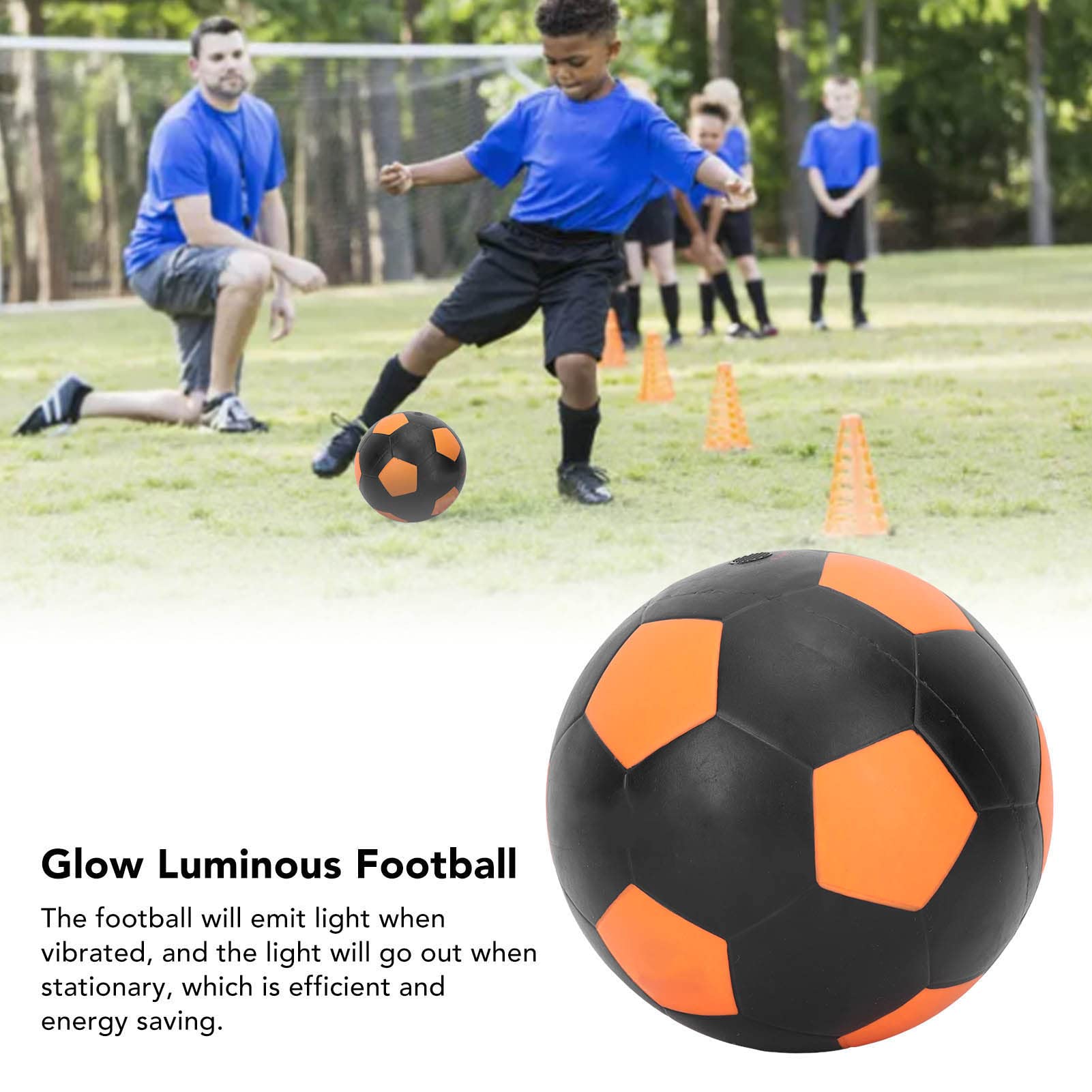 Chrees Pallone da calcio vibrante a LED, pallone da calcio gonfiabile in gomma con batteria incorporata, palla da calcio luminosa per giochi all'aperto e interni