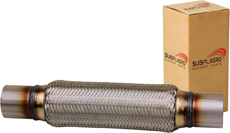 Tubo flexível do escapamento universal SUISFLXGRO em aço inoxidável SS201 – 1 unidade, 2 x 10 x 14