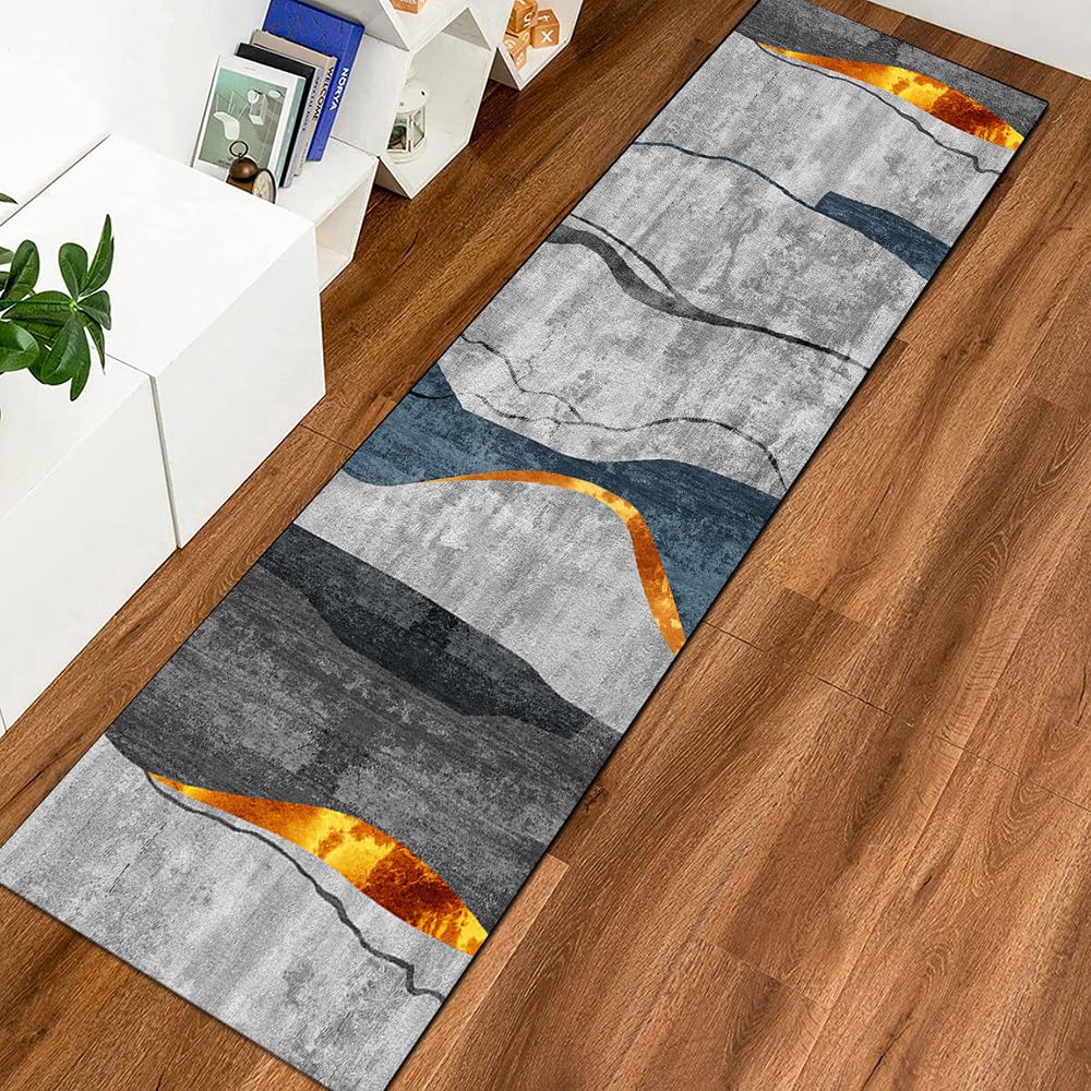 Läufer Flur Küche Waschbar rutschfest 80x150cm GrauTeppichläufer Küchenteppich Flurteppich Küchenläufer Teppichmatten Korridor Wohnzimmer Schlafzimmer Meterware Schmutzfangmatte
