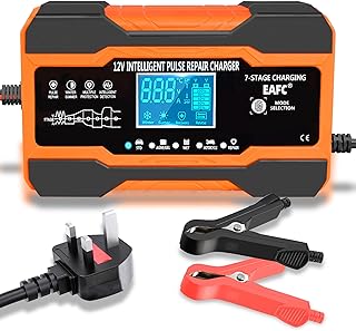 12-Amp Car Battery Charger, 12V/12A Smart Fully Automatic Battery Charger with Temperature Compensation for Car Truck Motorcycle Marine Lead Acid Batteries