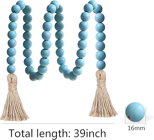 Vista 44 de Meplait Guirnalda de cuentas de madera de 39 pulgadas con borlas, cuentas de oración versátiles, estilo bohemio y chic para colgar en la pared, Rosa