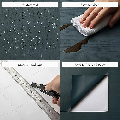 Vista 29 de Papel tapiz de grano de madera negra (3.9 x 393.7 pulgadas, 3.9 in x 32.8 ft, textura de madera en bruto), autoadhesivo, extraíble, impermeable