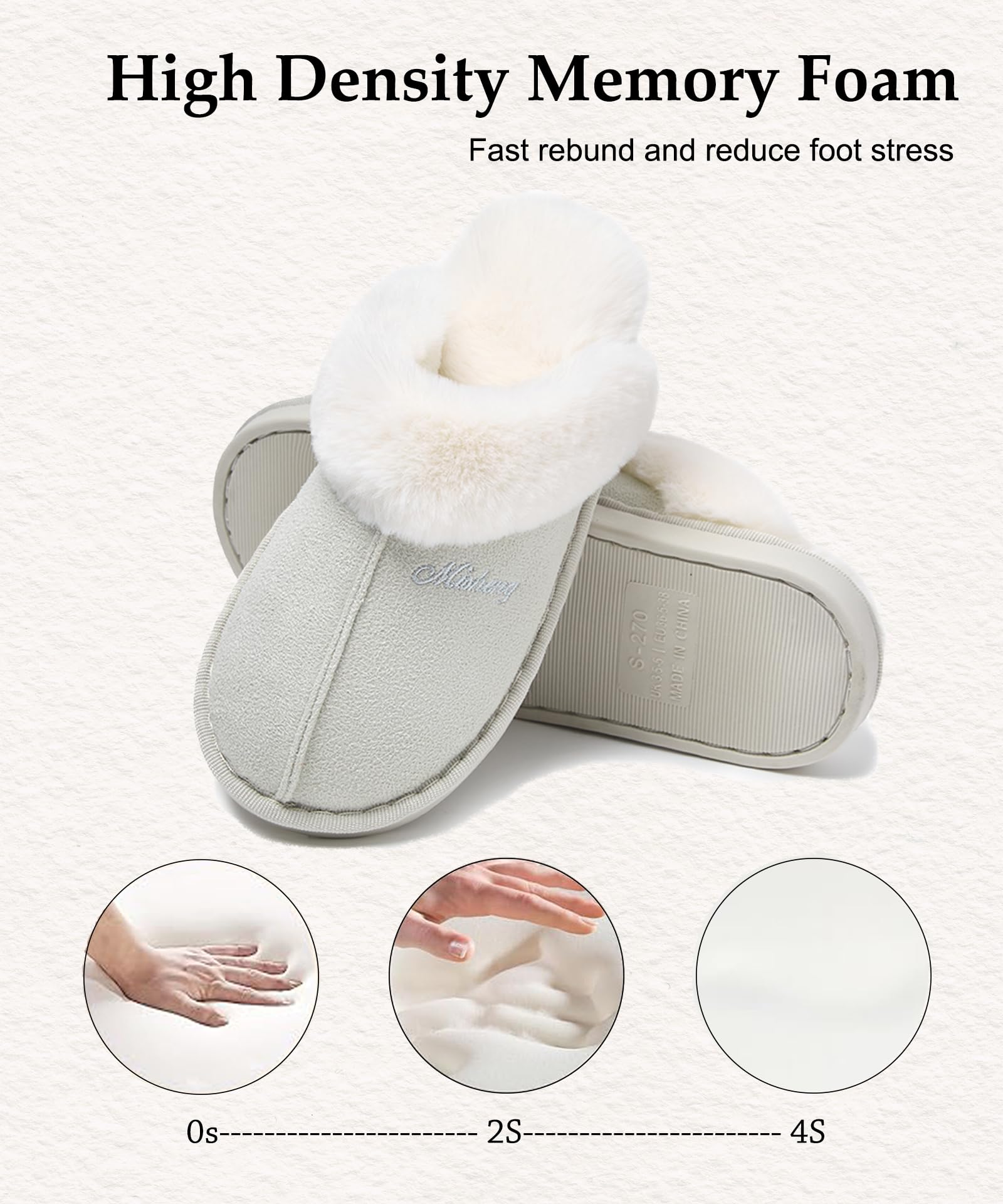 Coswind Pantofole Donna Uomo Invernali Peluche Ciabatte da Casa with Memory Foam Pelose Calde Comode Fluffy Antiscivolo Autunno Interno Esterno