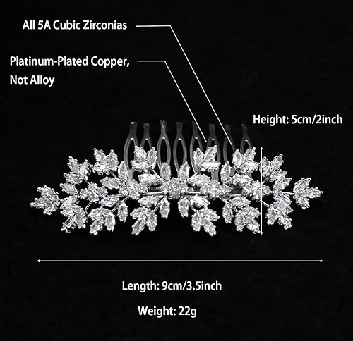 Miniatura 6 de Peinetas para el cabello de novia con circonita cúbica, piezas de cristal para el cabello para novias, pinzas pequeñas plateadas, accesorios para el