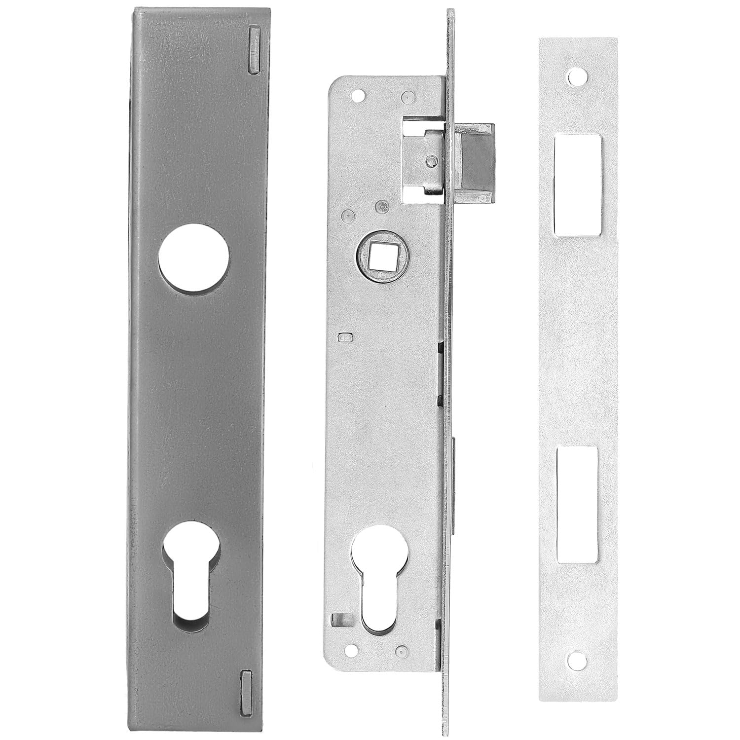 Kotarbau Silver Kotarbau® Mortice Lock For Doors Steel Insert 90/20 Mm + Housing Galvanised Steel Right And Left Room Door Lock Door Bolt Door Lock Mortice Lock Room Door Profile Cylinder Lock Universal
