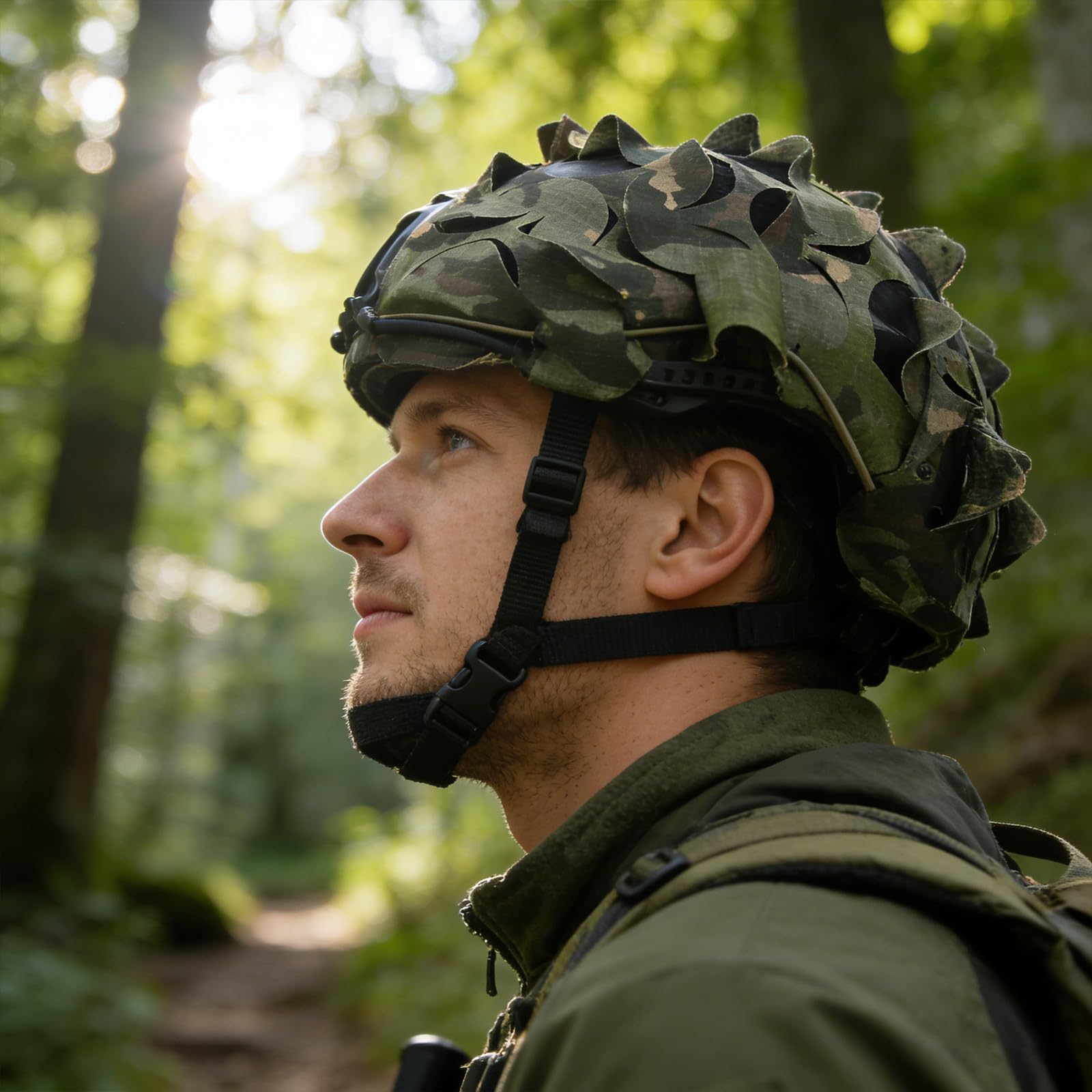 Mikinona Regulowany pokrowiec na hełm w kamuflażu - Szybki pokrowiec z tkaniny kamuflażowej do treningu - Sprzęt do strzelania na świeżym powietrzu i przetrwania
