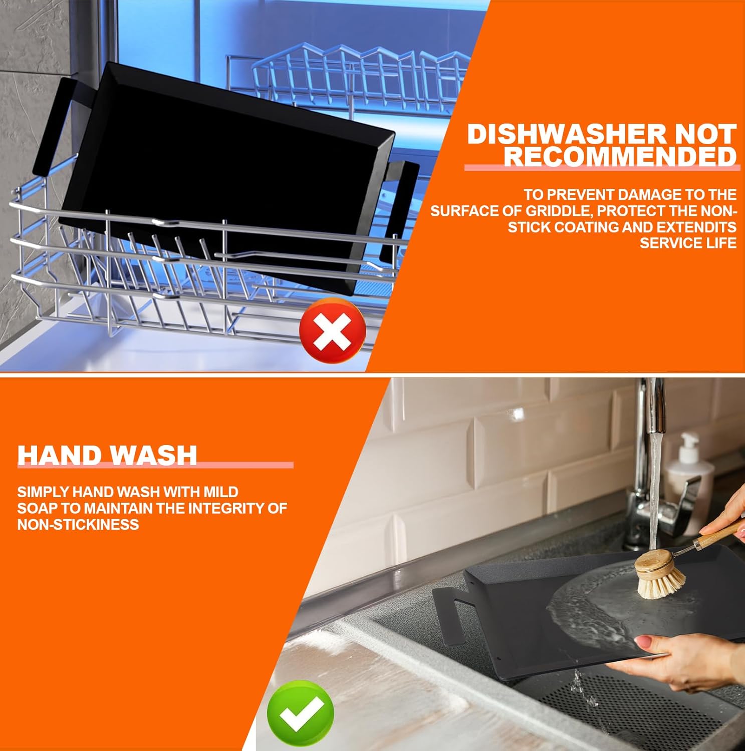 Carbon Steel Griddle for Induction Griddle, Gas Grill, Stove Top, Electric, Oven - 24" x 10" Professional Cookware for Cooktop, Double Burner NonStick Griddle Pan