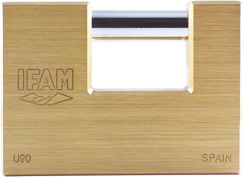 IFAM U-Series Padlock 90mm Length For Vertical Locks Brass Case Jagged Key For Grids and Shutters For Grids and Shutters