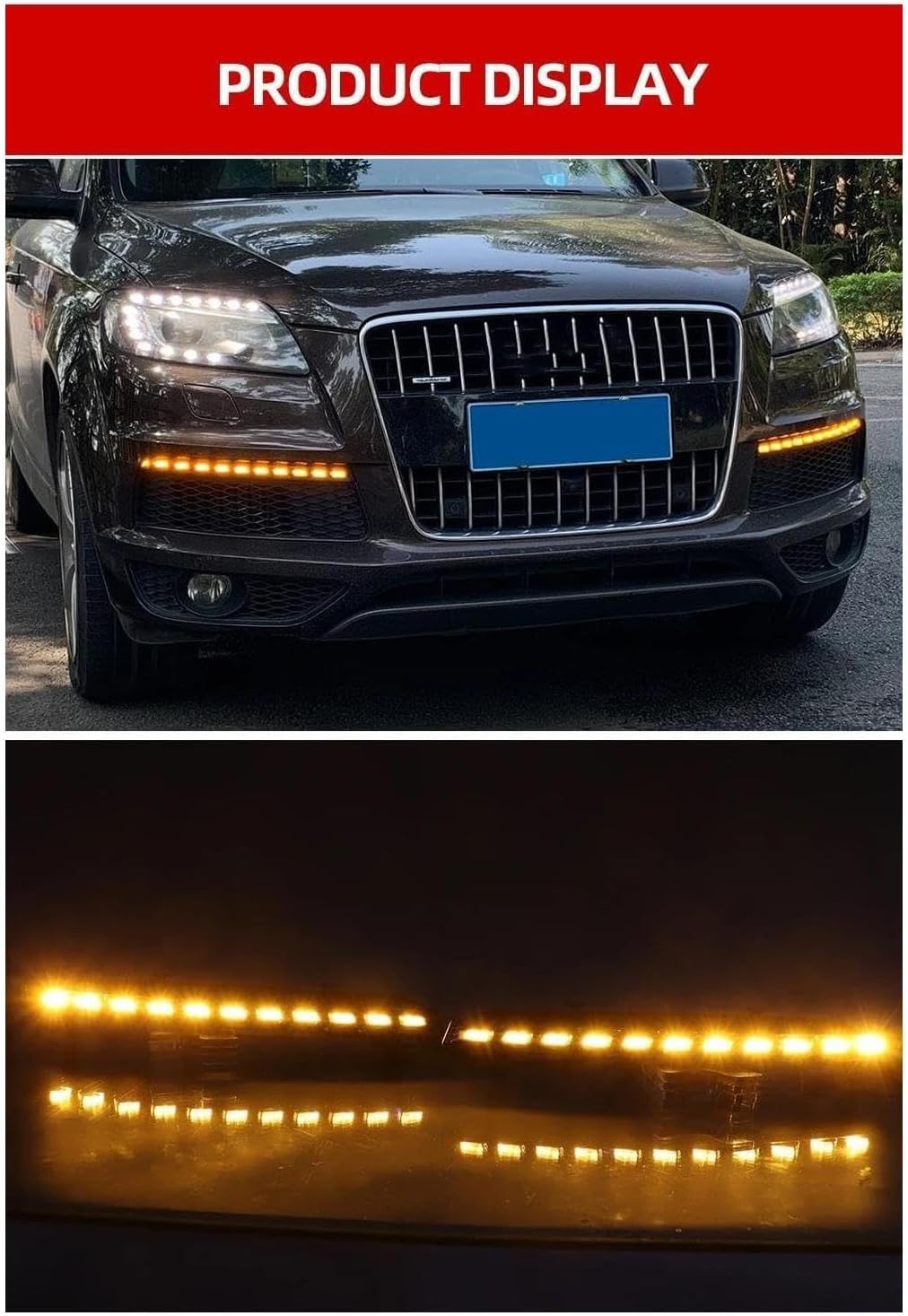 Car Turn Signal Lights Blinker Lights 1 Pair for for Q7 2010 2011 2012 2013 2014 2015 Car Flashing LED DRL Dynamic Yellow Turn Signal Daytime Running Light Fog Lamp