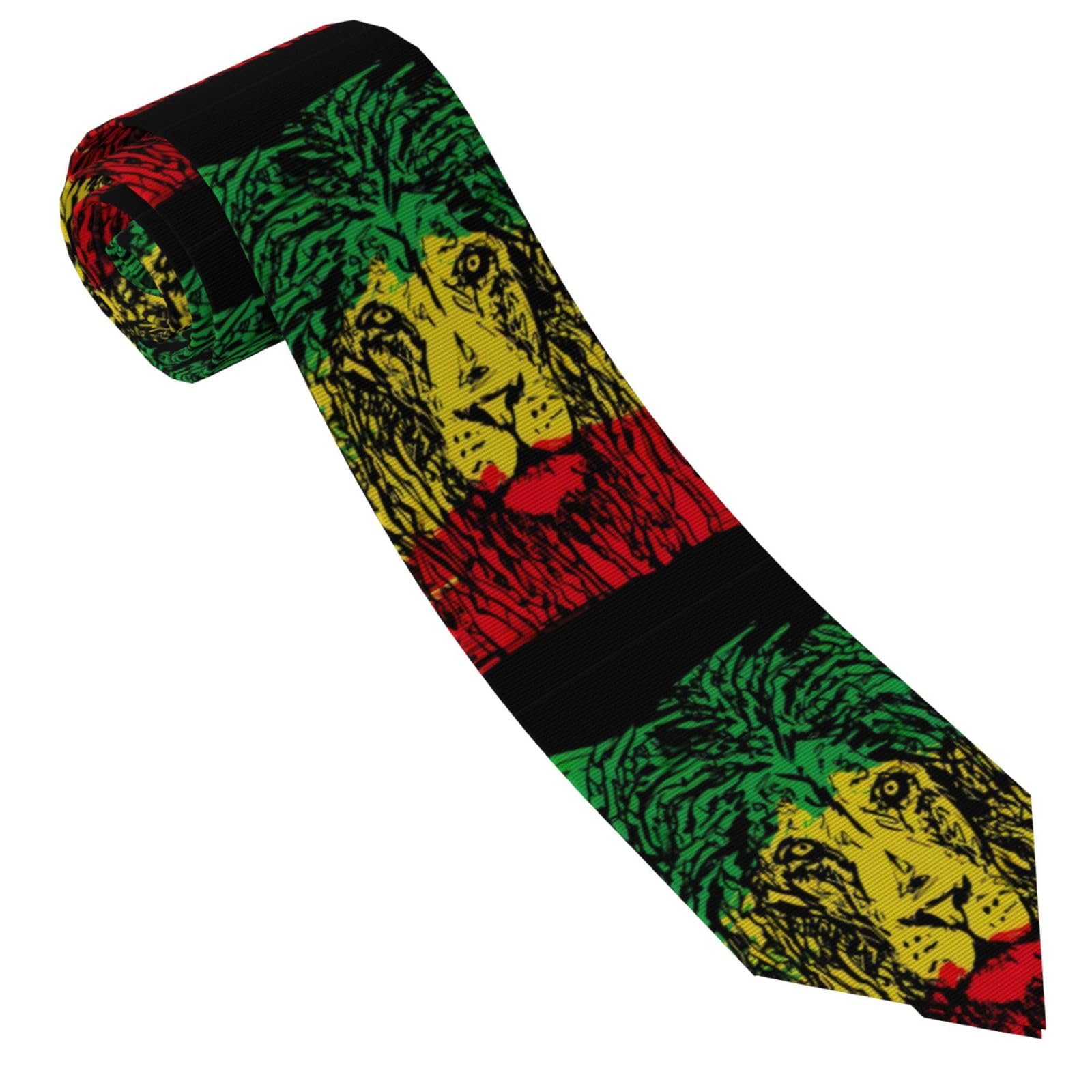 asbwuo Amaican Lion Of Judah Rasta Men's Necktie Tie for Men Wedding Holiday Party