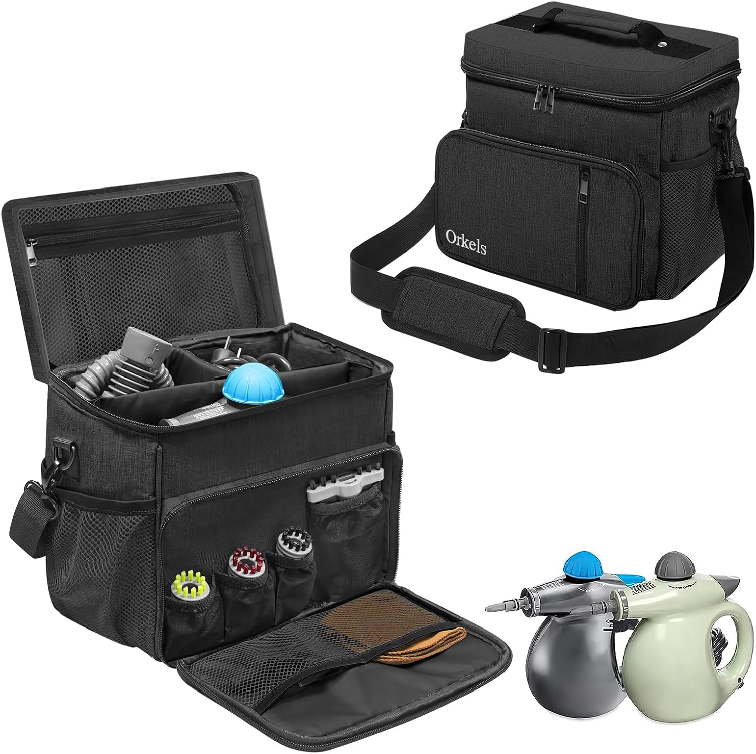 ORKELS Steam Cleaner Carry Bag for Bissell SteamShot 39N7V/39N7A - Adjustable Compartment Storage Bag with Extra Pockets for Accessories - Gray
