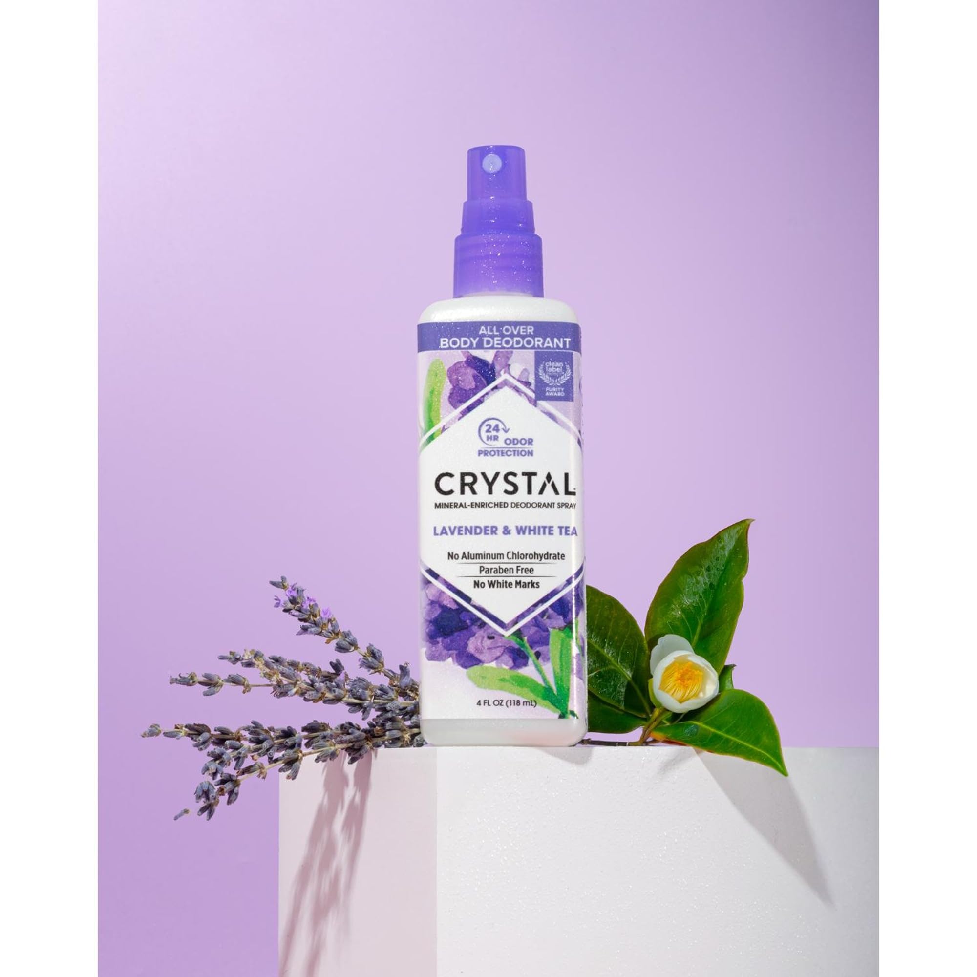 Crystal Essence Mineral Deodorant Body Spray Lavendar & White Tea, All Over Body Deodorant, 4 oz thumbnail 3
