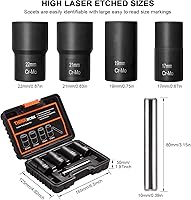 Vista 2 de THINKWORK Herramienta de extracción de tuercas de rueda de 1/2 pulgada, kit de extracción de bloqueo de rueda de 5 piezas, removedor de tuercas