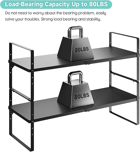 Miniatura 3 de Expandable Cabinet Shelf Organizers, Stackable Metal Cabinet Shelves Extender for Kitchen Cabinet Countertop Storage, Adjustable Spices Shelves Rack