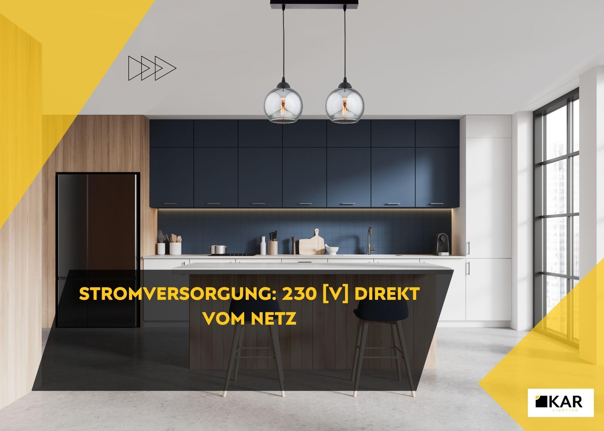 Balken Pendelleuchte 2-flammig aus Metall und Glas in Schwarz, höhenverstellbar | E27 Fassung | LED geeignet | Hängelampe für Wohnzimmer, Flur, Schlafzimmer, Küche oder Büro