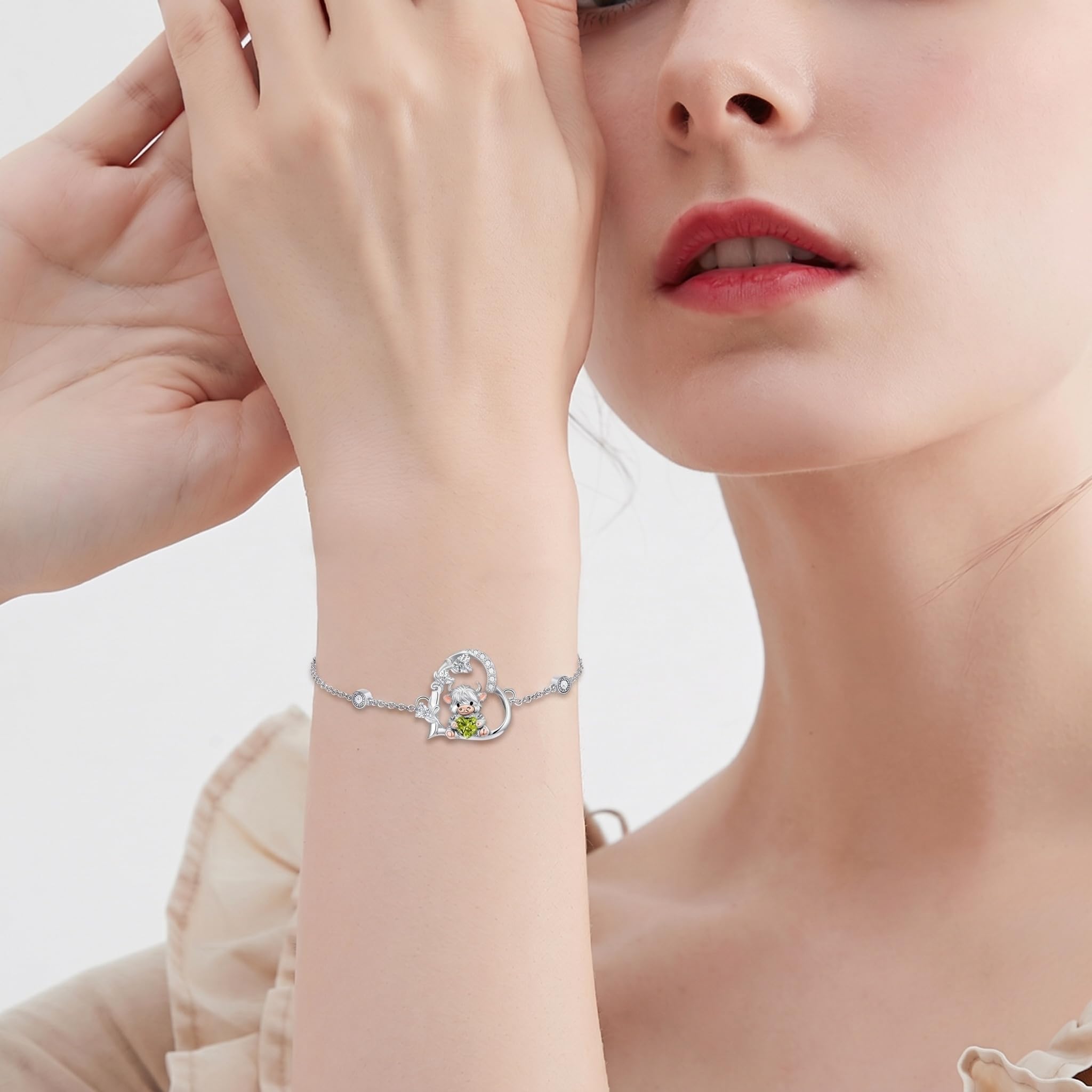 Teddybär Armband für Damen 925er Sterling Silber Bär Armkette mit Geburtsstein Teddybären Schmuck Valentinstag Geburtstag Geschenk für Frauen und Mädchen