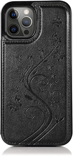 Miniatura 7 de Asuwish compatible con iPhone 12 Pro Max caso 6.7 vidrio templado protector de pantalla titular de la tarjeta de la cubierta de la cartera Flip