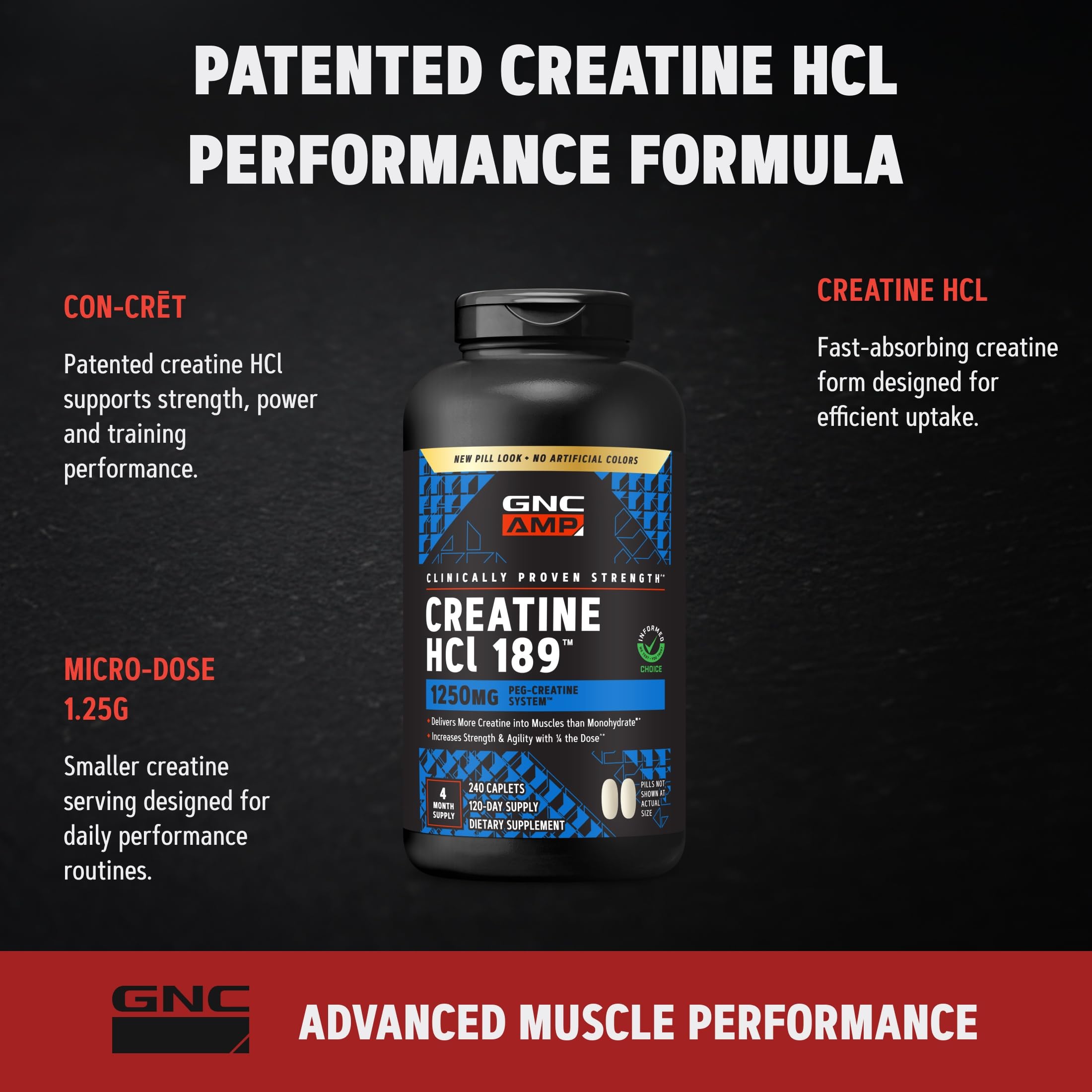 GNC AMP Creatine HCl 189, Fast Absorbing Muscle Builder, 120 Servings — Amazon image 6