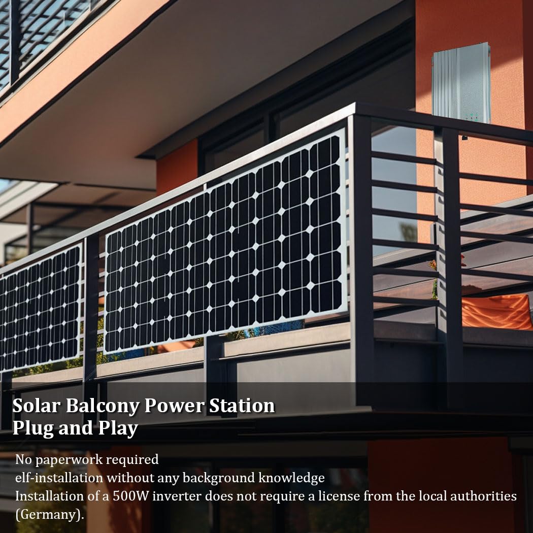 Y&H Inverter solare da 500 W, MPPT Grid-Tie Micro, uscita AC230 V, inverter accoppiato a energia solare per pannelli solari, scarica batteria da 12 V, 30 W-250 W regolabile