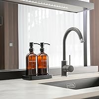 Vista 2 de Juego de dispensador de jabón ámbar Prus Waso, dispensador de jabón para fregadero de cocina con bomba de acero inoxidable negro, perfecto