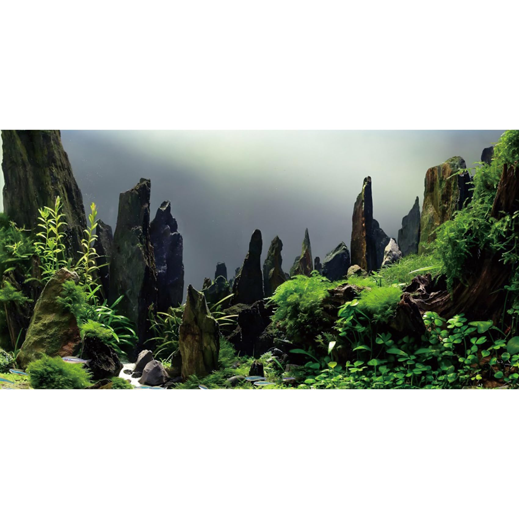 AWERT 48x24 inches Stone Column Aquarium Background River Bed & Lake Aquarium Aquatic Plant Fish Tank Background Vinyl Background