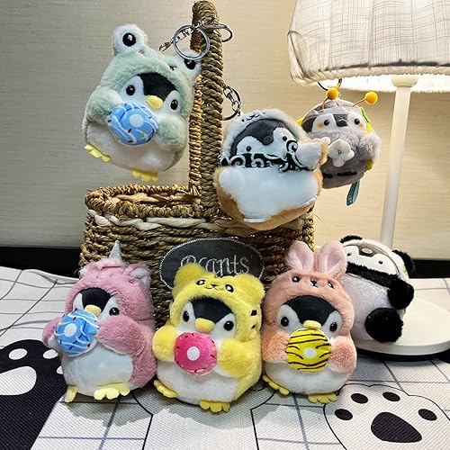 Miniatura 5 de 2 llaveros de felpa kawaii pequeños animales de peluche, llavero de pingüino, bonitos llaveros para mochilas, animales kawaii. (F)