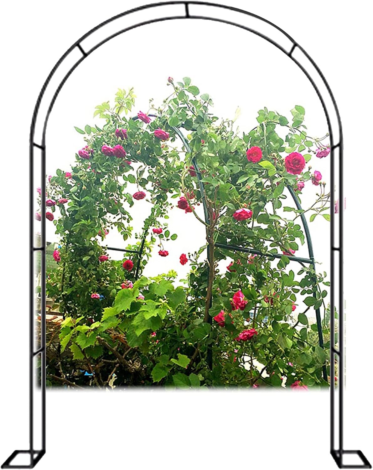 Garden Arch Plant Climbing Stand, Rose arch Arbor Wedding Decor Archway, Weather Resistant Metal Support Trellis Pergola Arbor, Detachable Base, for Indoor and outdoor ( Color : Black , Size : 140x230