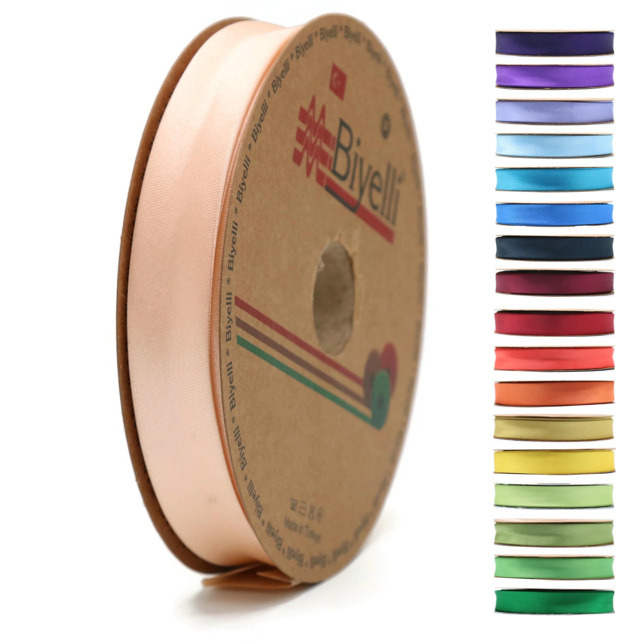 Fold Satin Bias Tape - 99+ Colors - 3/4 Inches Wide - 27 Yards - Fold Satin Binding Bias Ribbon Fabric Piping Bias Binding Tape for Sewing Clothing DIY (13. Lip Pink) BYS13