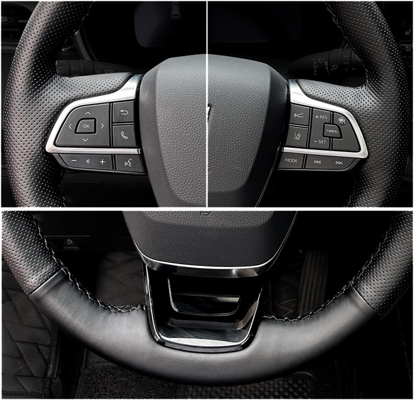 Hand-Sewing Steering Wheel Wrap Cover Black Perforated Leather Wrap Interior Protection Accessories for Toyota Highlander 2020 2021 2022