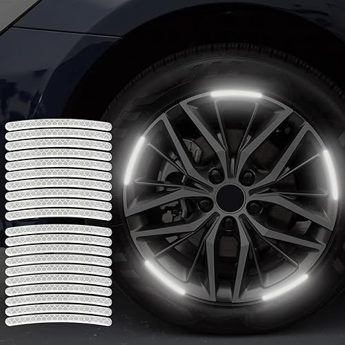 20 calcomanías reflectantes antiarañazos, calcomanías decorativas para ruedas de automóvil, motocicleta, advertencia de seguridad nocturna,