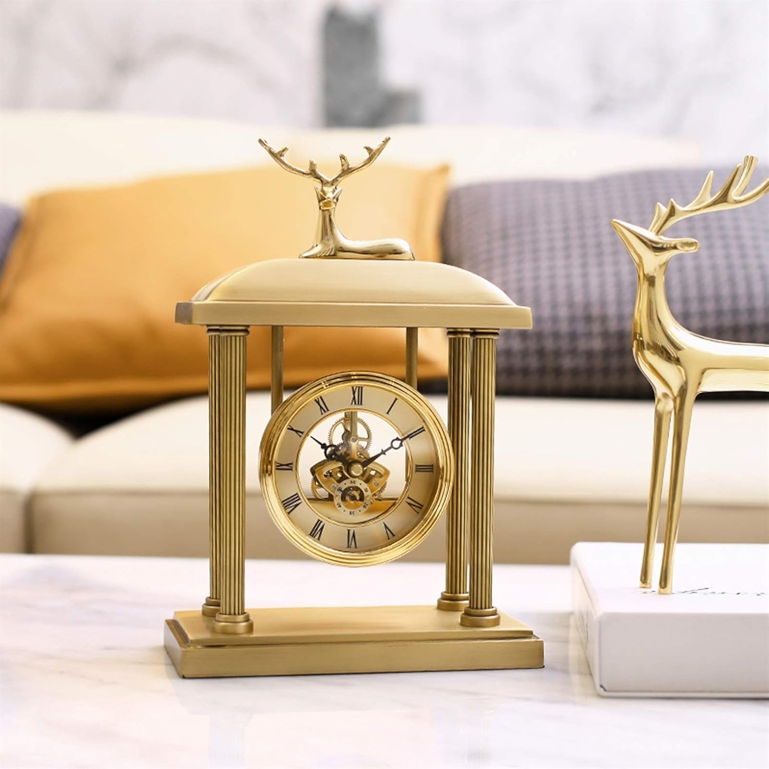 Desk Clock Light Luxury Metal Table Clock, Exquisite Desk Clock/Hearth Clock Suitable for Office, Bedroom and Living Room, Exquisite Craftsmanship, High-end Atmosphere Seat Clock