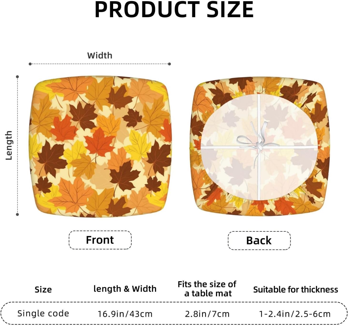 6 Packs Removable Chair Seat Covers for Dining Room, Maple Leaves Stretchable Office Kitchen Chair Slipcovers Cushion Protector Colorful Fall Furniture Decor, 16.9x16.9 Inches