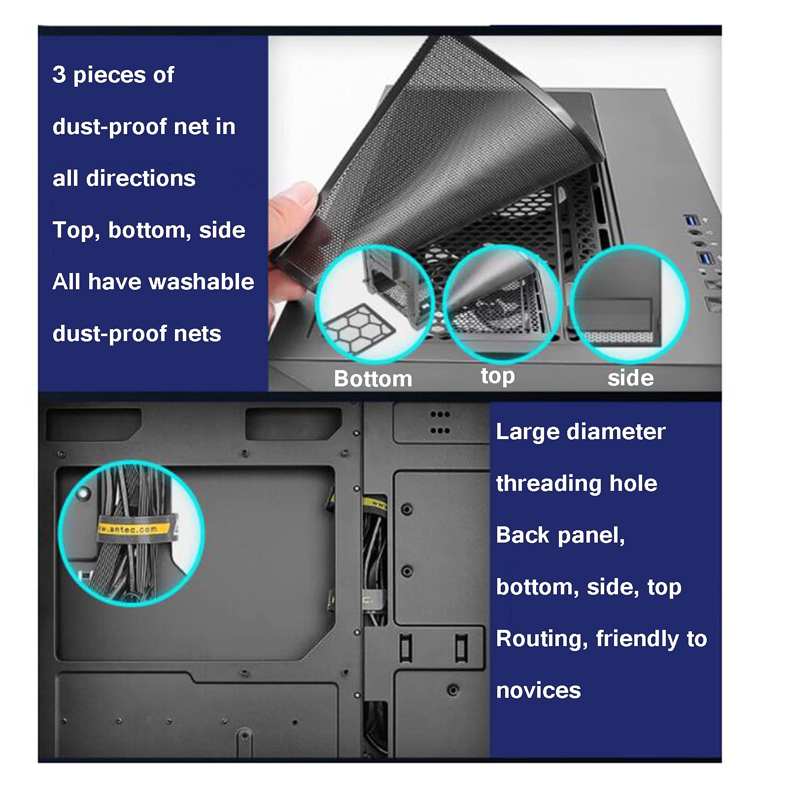 Przypadek Do Gry Komputerowej, ATX, M-ATX, Case Gry ITX, Podwójne Przewody Powietrzne, Wsparcie Dual 360 Chłodzenie Wody, Pięć Fanów USB3.0 / USB 2.0