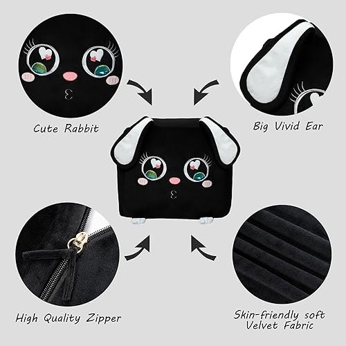 Miniatura 2 de Sillas de puf de conejo negro para organizador de habitación de niños, ideas de almacenamiento de animales de peluche, muebles de sala de juegos