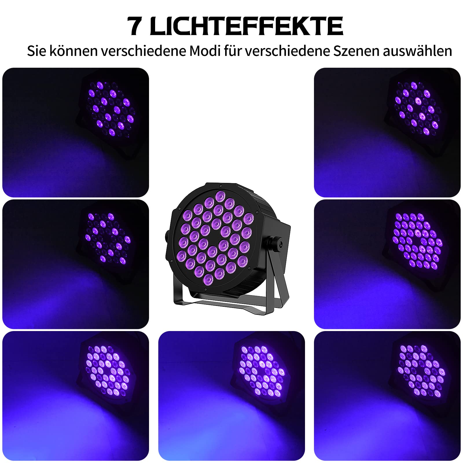 Schwarzlicht Bühnenlicht for Party, 36 LEDS Schwarzlicht Strahler for Disco, Blacklight Partylicht for Halloween Deko, Schwarzlichtlampe Anzug für drinnen, draußen, Hochzeit (4 Packung)