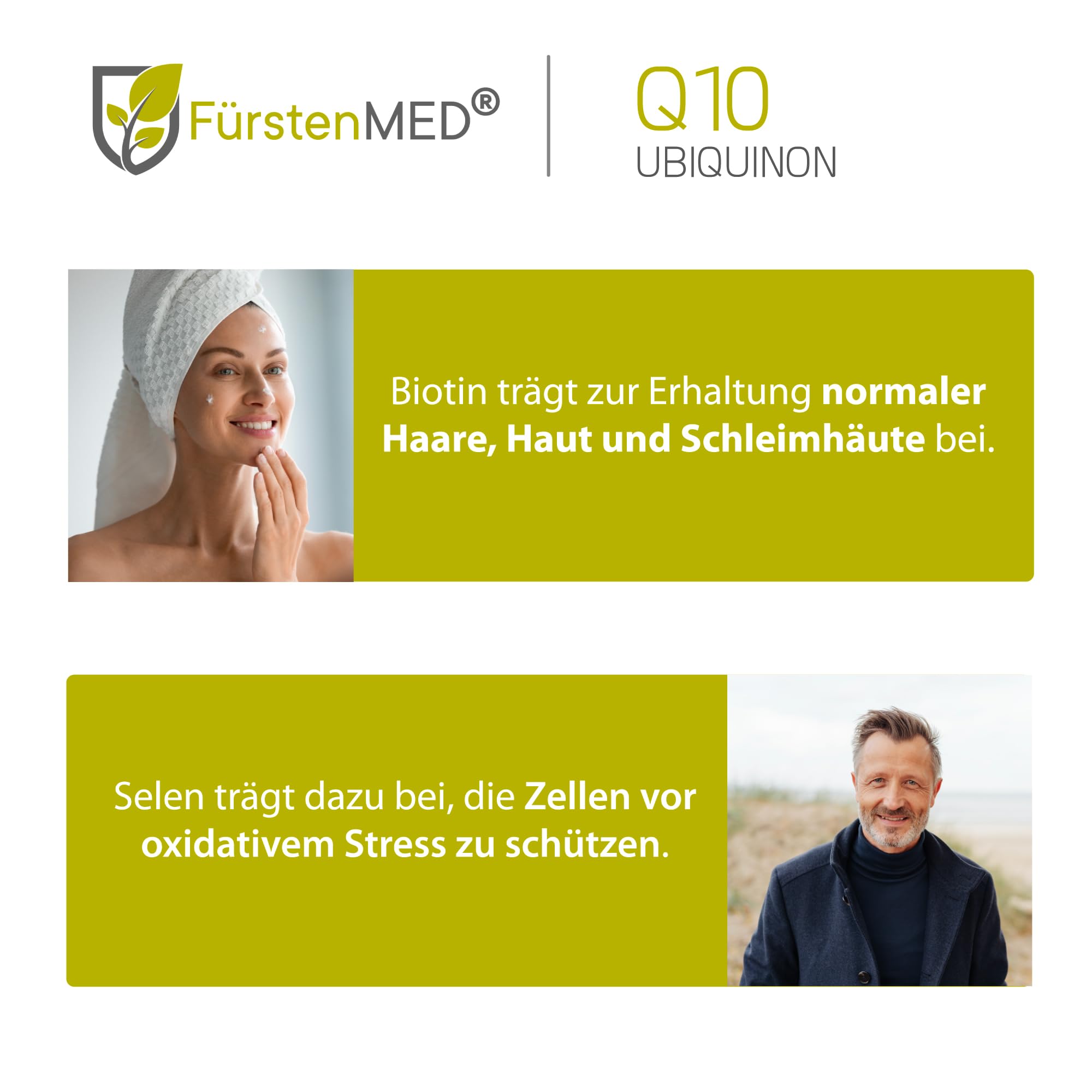 FürstenMED® Coenzym Q10 Ubiquinon Kapseln + Vitamin B1, B6, B12, Selen, Biotin und Vitamin C - 60 Q10 Kapseln Ubichonon mit 100mg Coenzym - Hochdosiert Vegan & ohne Zusatzstoffe