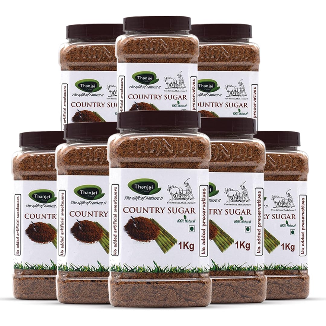 Thanjai Natural 8kg Jar Sugarcane Jaggery Powder / Country Brown Sugar / Naatu Sakkarai - Organically Processed 100% Natural (8kg Jar) (B091P2LSJT) Amazon Price History, Amazon Price Tracker