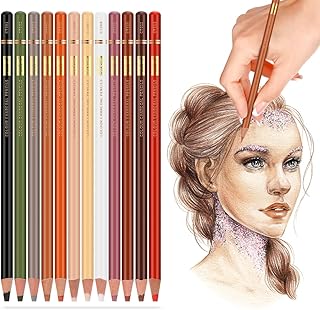 MISULOVE Professional Colour Charcoal Pencils Drawing Set, Skin Tone Colored Pencils, Pastel Chalk for Sketching, Drawing,...