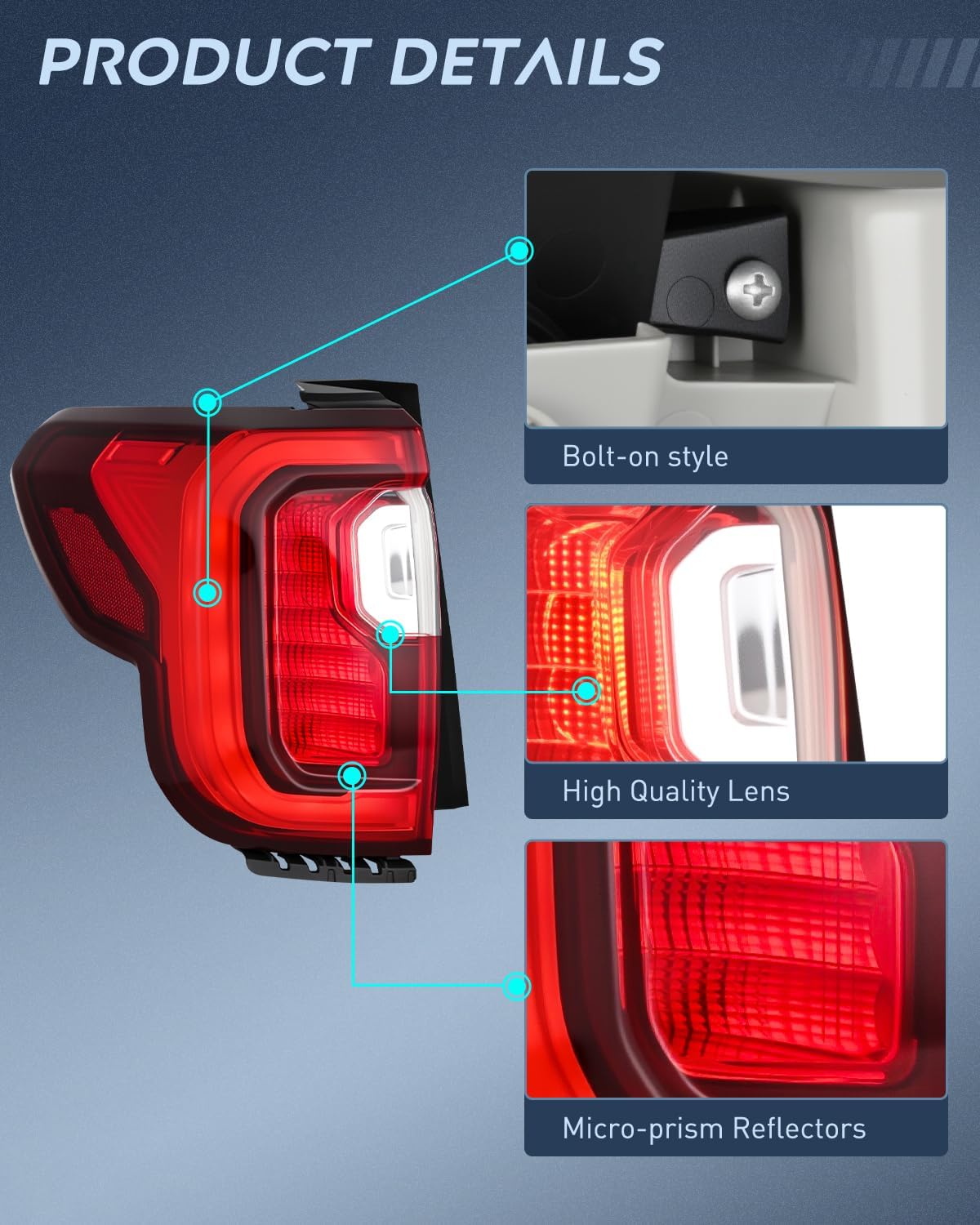 Nilight Taillight Assembly Compatible with 2020 2021 2022 2023 GMC Acadia LED Tail Light Replacement OE Style Driver Side