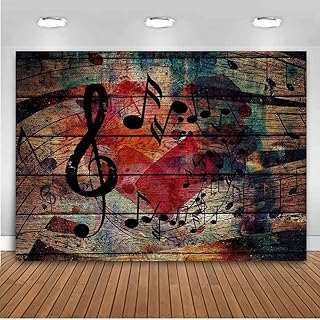 Music Notation Backdrop for Party Decorations Music Stage Backdrop Music Symbol Wooden Wall Photography Background MEETSIOY 7x5ft Themed Party Photo Booth Backdrop GEMT1371